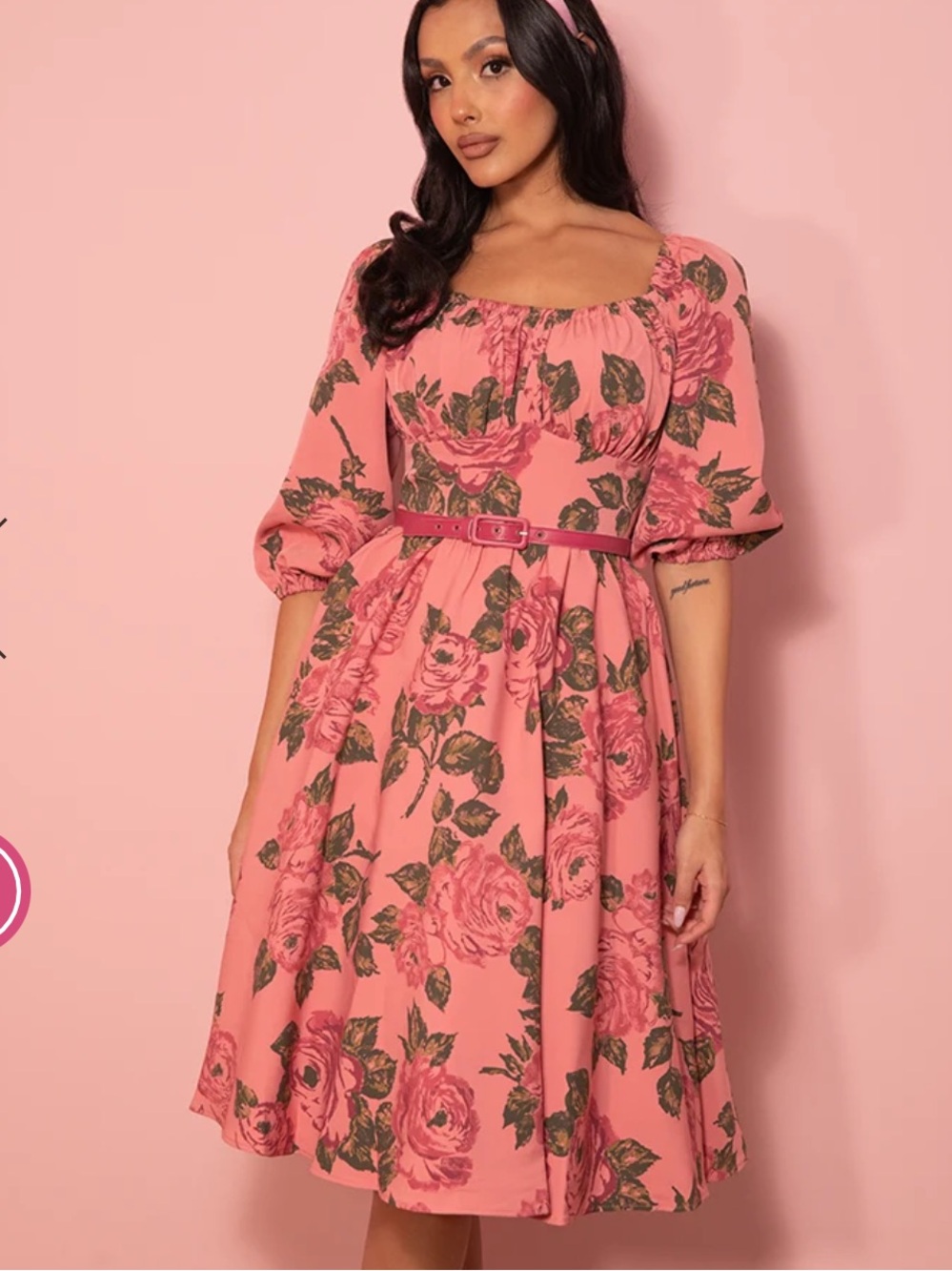 Vixen by Micheline Pitt Pink Roses Vacation Dress